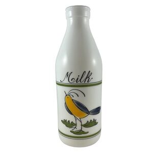 🌟Egizia White Glass Milk Bottle with Bird